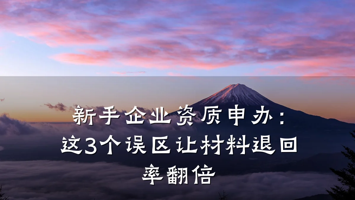 新手企业资质申办：这3个误区让材料退回率翻倍