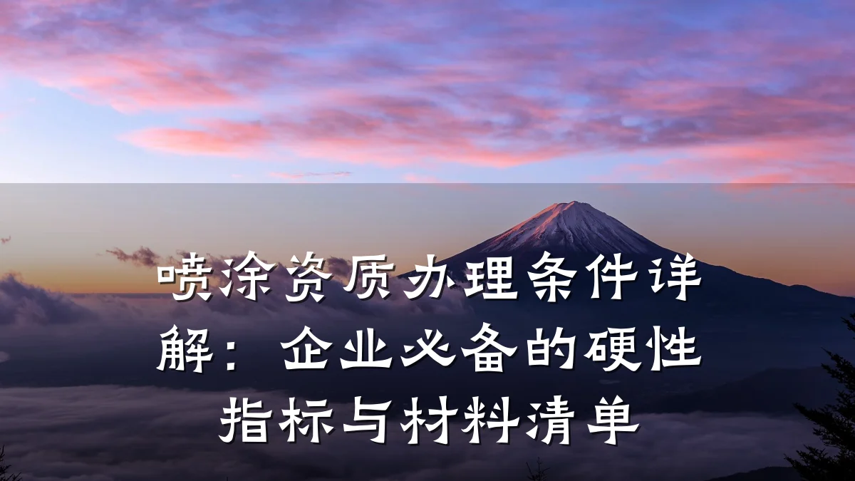喷涂资质办理条件详解：企业必备的硬性指标与材料清单
