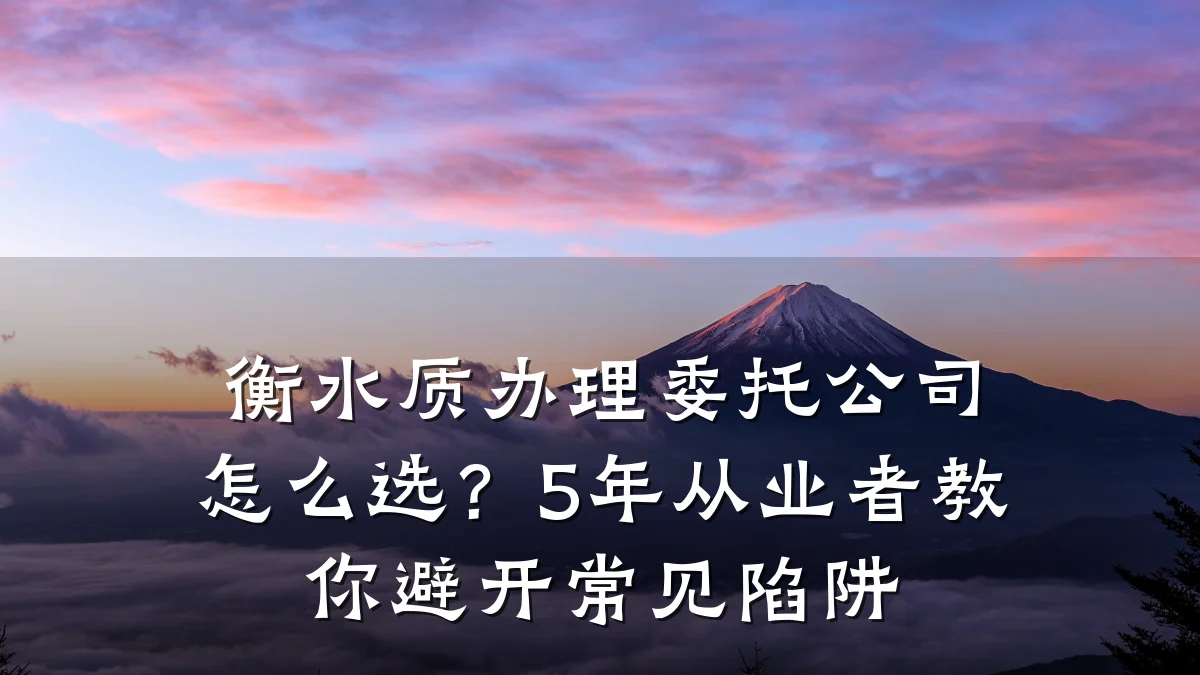 衡水质办理委托公司怎么选?5年从业者教你避开常见陷阱