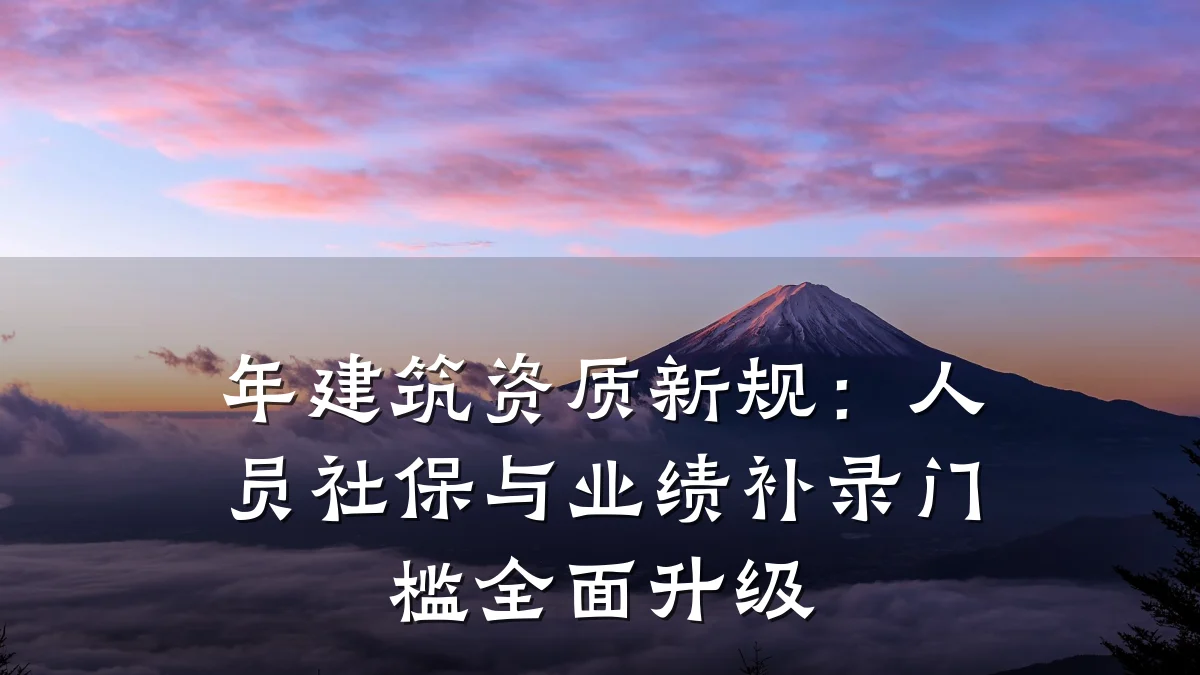 年建筑资质新规：人员社保与业绩补录门槛全面升级