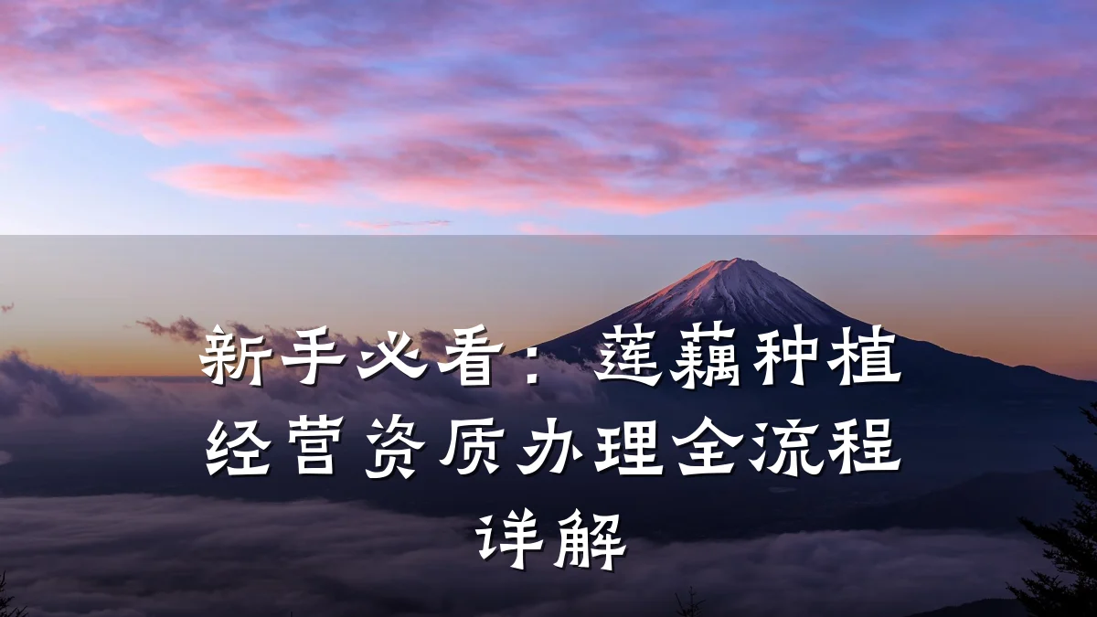 新手必看:莲藕种植经营资质办理全流程详解